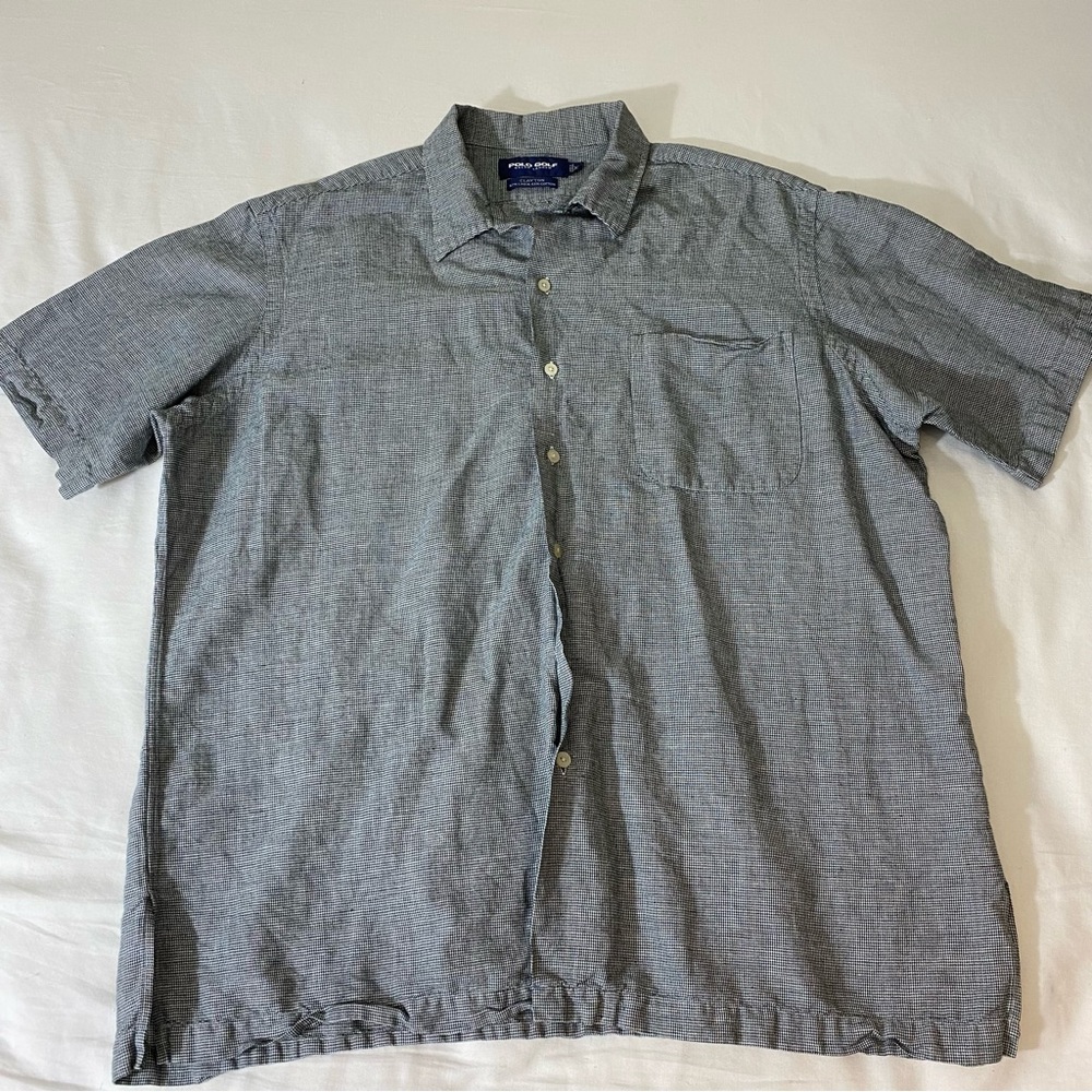 Polo Golf Ralph Lauren Clayton Shirt Men's XL Linen Cotton Camp Plaid Shirt S/S